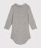 Babies' Long-Sleeved Cotton Bodysuit With Collar CHATON CHINE grey
