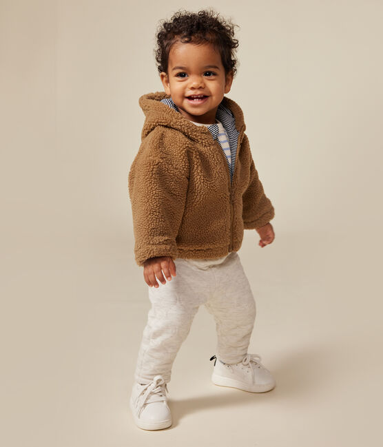 Babies' sherpa jacket with a hood BRINDILLE brown