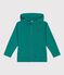 Children's plain zip-up cotton hoodie green