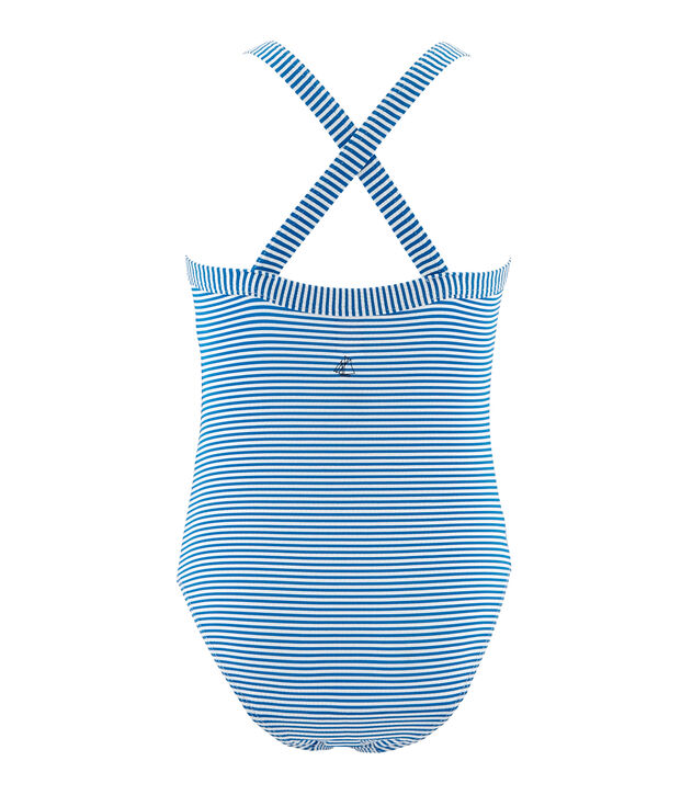 Girls' One-Piece Swimsuit blue/white