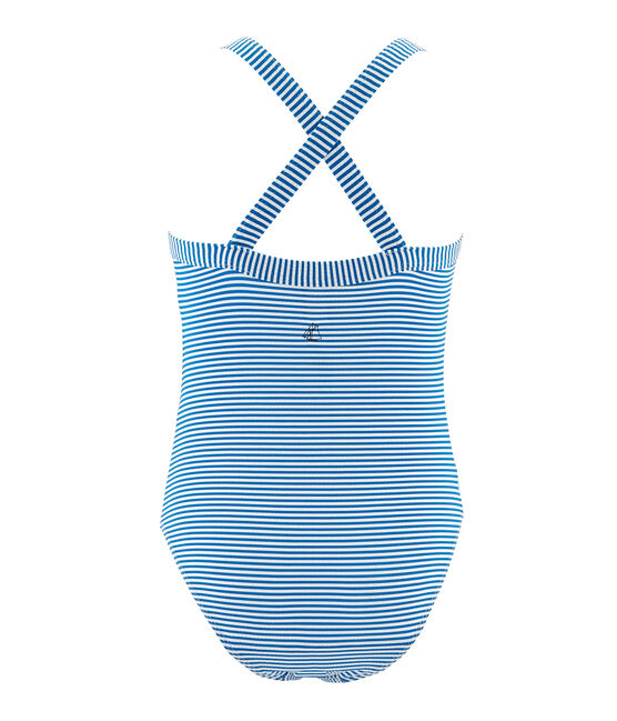 Girls' One-Piece Swimsuit RIYADH blue/MARSHMALLOW white