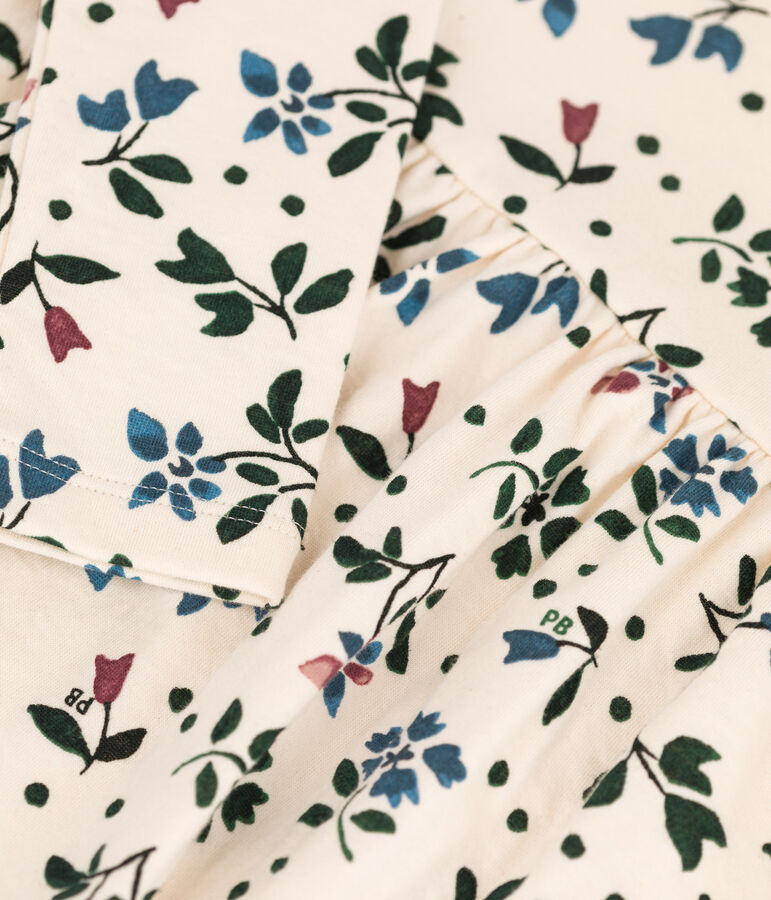 Girls' Long-Sleeved Floral Tube Knit Dress Ecru/multicolor