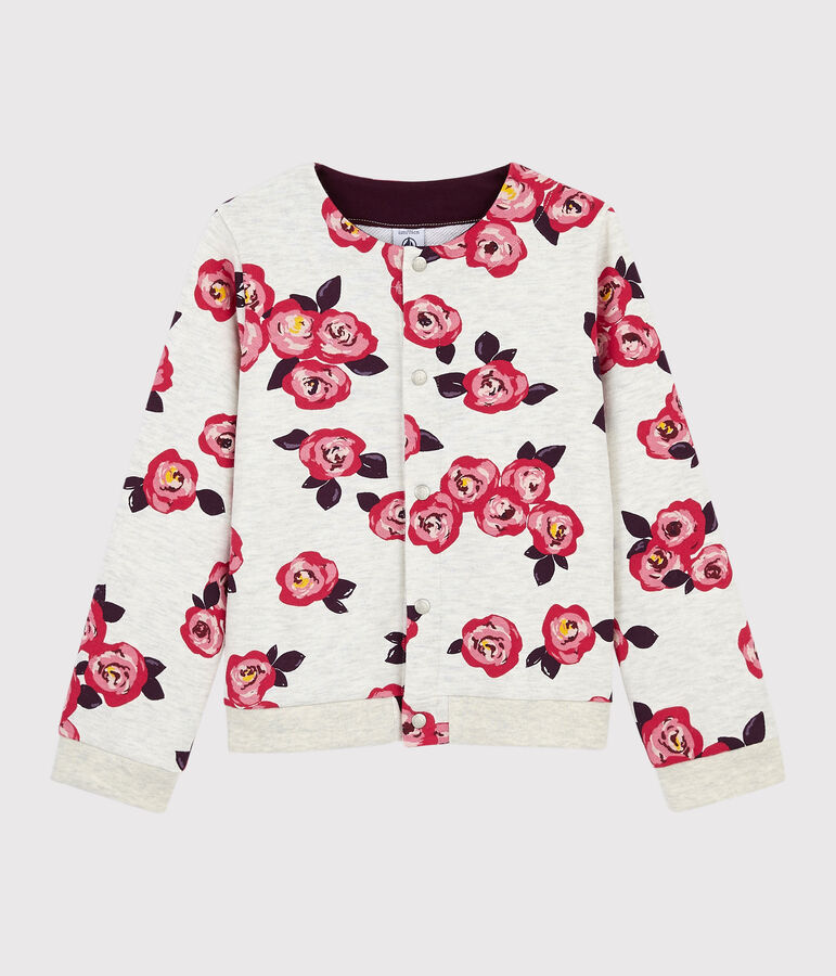 Girl's Fleece Cardigan MONTELIMAR beige/MULTICO white