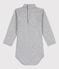 Babies' Long-Sleeved Roll Neck Cotton Bodysuit FUMEE CHINE grey