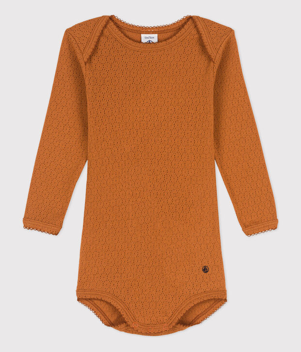 Babies' Long-Sleeved Openwork Bodysuit brown