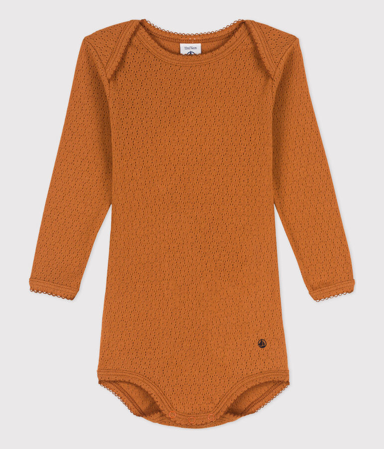 Babies' Long-Sleeved Openwork Bodysuit brown