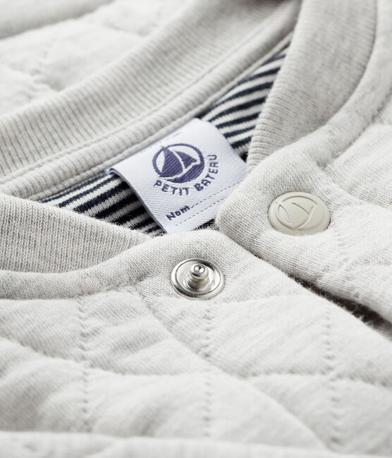 Baby boy's tubular knit cardigan BELUGA CHINE grey