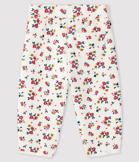 Baby girl's tubular knit trousers MARSHMALLOW white/MULTICO white