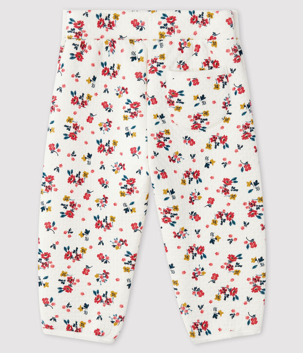 Baby girl's tubular knit trousers white/multicolor