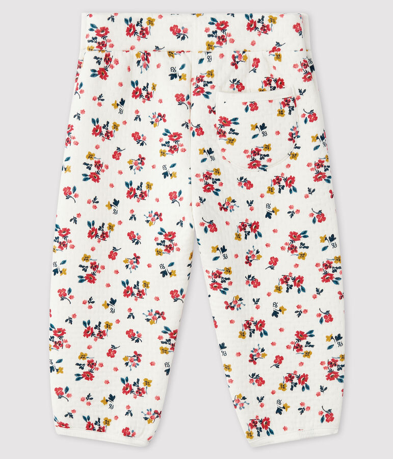 Baby girl's tubular knit trousers white/multicolor