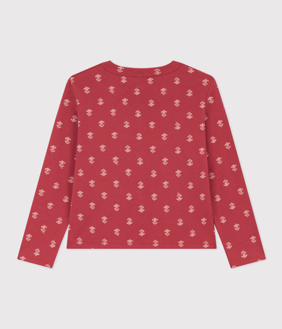 Girls' Patterned Cotton Cardigan PAPI pink/AVALANCHE beige