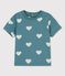 Babies' Cotton Heart Print Short-Sleeved T-Shirt green/ecru