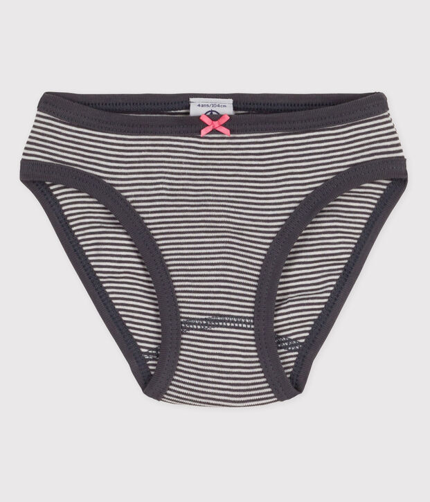 Girls' Cotton Briefs grey/white