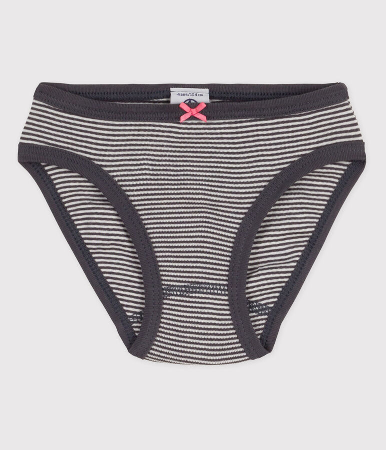 Girls' Cotton Briefs MAKI grey/MARSHMALLOW white