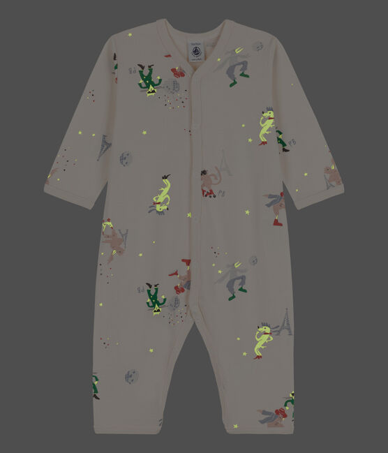 Babies' Footless Cotton Sleepsuit AVALANCHE white/MULTICO