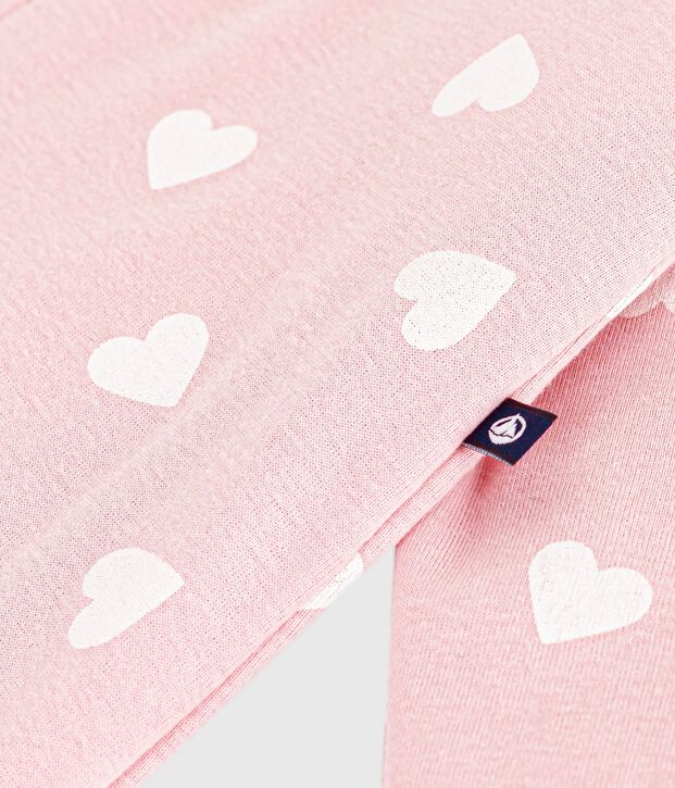 Babies' padded heart-print cotton playsuit. pink/ecru