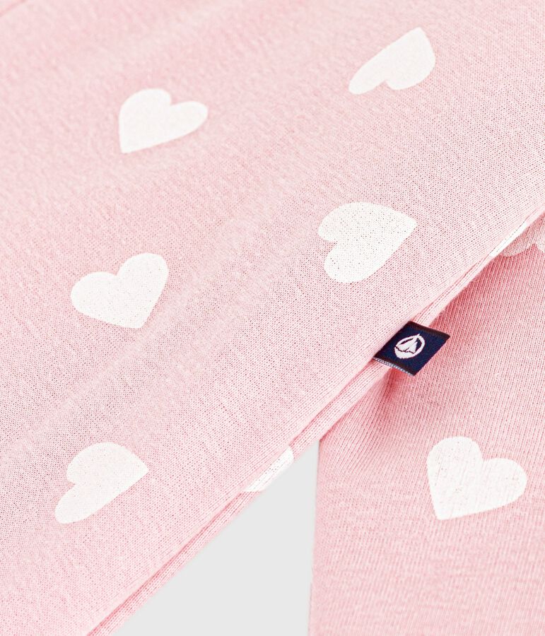 Babies' padded heart-print cotton playsuit. pink/ecru