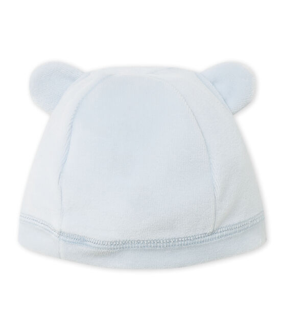 Newborn baby's unisex velours beanie cap FRAICHEUR blue