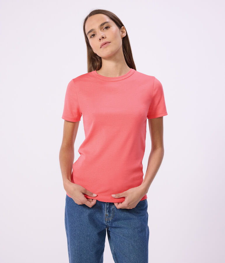 Women's short-sleeved plain cotton T-shirt pink