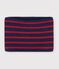 Children's stripy fleece-lined knitted snood blue/red
