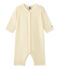 Baby girl's footless sleepsuit in milleraies stripes TEMPETE yellow/MULTICO white