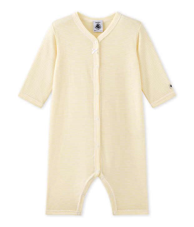 Baby girl's footless sleepsuit in milleraies stripes grey/multicolor