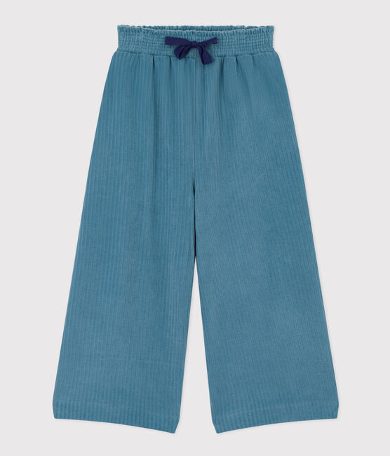 Girls' loose fit velvet trousers POLOCHON blue