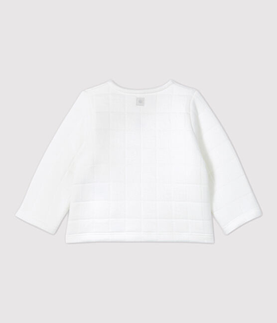 Babies' Organic Cotton Quilted Cardigan MARSHMALLOW white