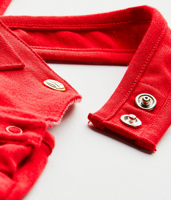 Baby girl's heavyweight jersey short overalls TERKUIT red