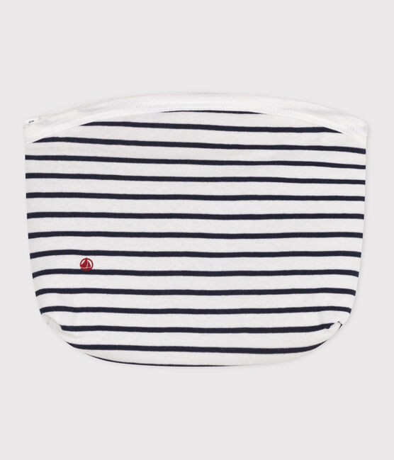 Babies' stripy cotton bag MARSHMALLOW white/SMOKING blue