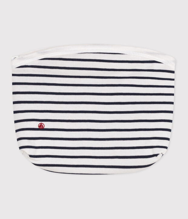Babies' stripy cotton bag white/blue