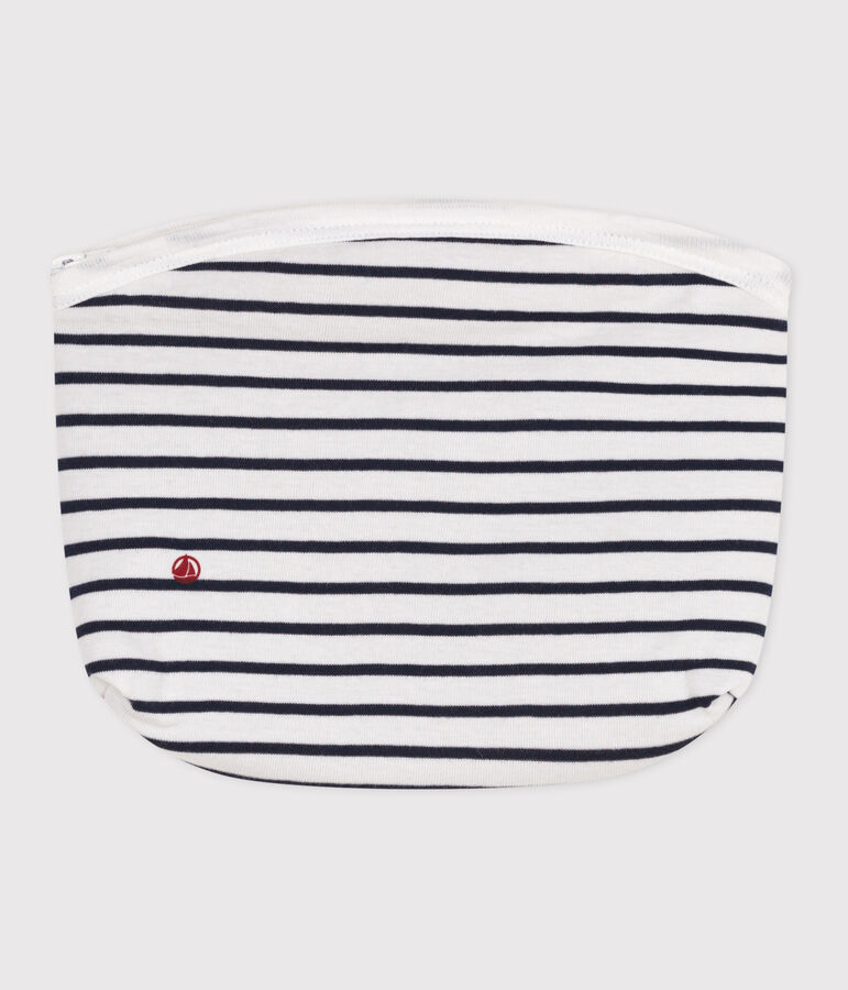 Babies' stripy cotton bag white/blue