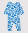 Babies' Footless Botanic Print Cotton Sleepsuit MARSHMALLOW white/BRASIER blue