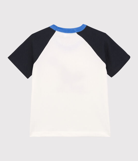 Boys' Short-Sleeved T-Shirt MARSHMALLOW white/SMOKING blue