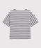 Women's Short-Sleeved Cotton Breton Top MARSHMALLOW white/SMOKING blue