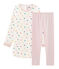 Girls' Long-Sleeved Double-Sided Jersey Nightdress with Heart Print MARSHMALLOW white/MULTICO white