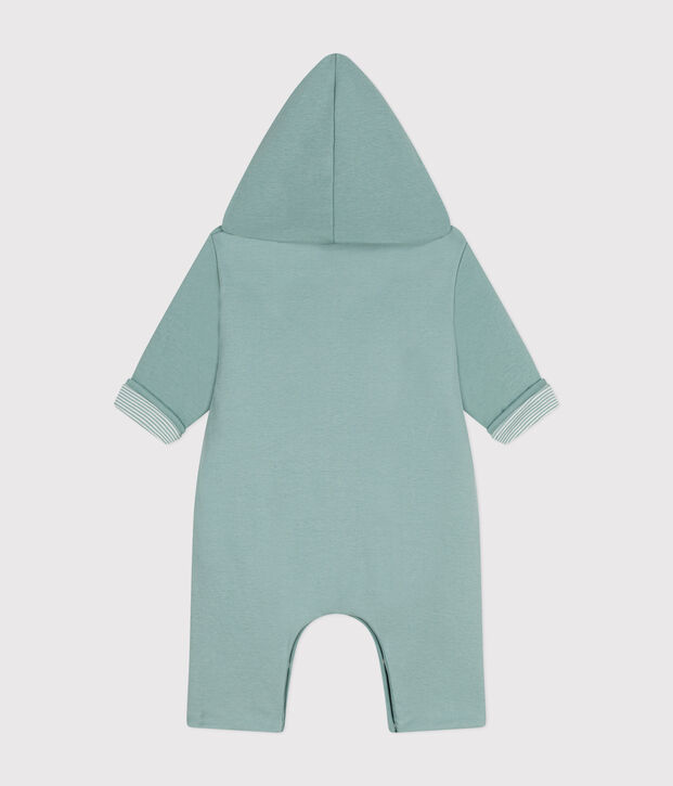 Babies' padded hooded cotton jumpsuit green