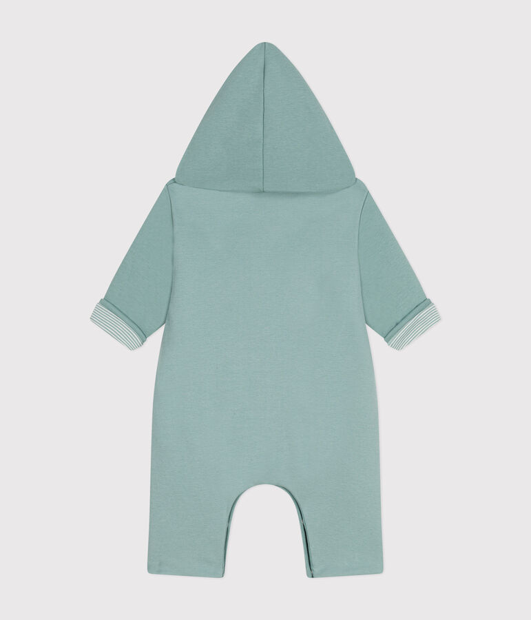 Babies' padded hooded cotton jumpsuit green