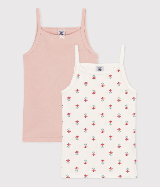Girls' Floral Cotton Strappy Vest Tops - 2-Pack variante 1