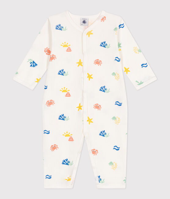 Babies' printed cotton footless pyjama suit MARSHMALLOW white/MULTICO white