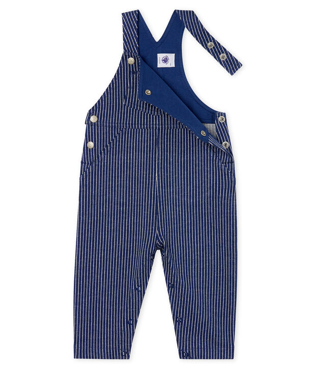 Baby Boys' Striped Knit Long Dungarees blue/white