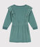 Girls' long-sleeved dress in plain bouclé velvet BRUT green