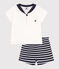 Babies' two-piece cotton set including a T-shirt with a sailor collar SMOKING blue/MARSHMALLOW white