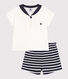 Babies' two-piece cotton set including a T-shirt with a sailor collar
