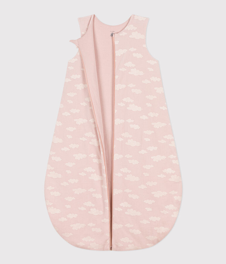 Babies' cloud themed 2 TOG velour sleeping bag pink/white