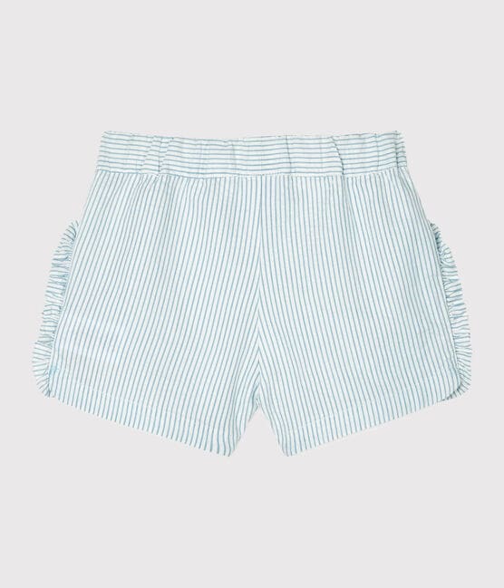 Baby Girls' Seersucker Shorts MARSHMALLOW white/ACIER blue