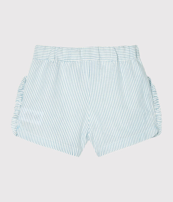 Baby Girls' Seersucker Shorts MARSHMALLOW white/ACIER blue