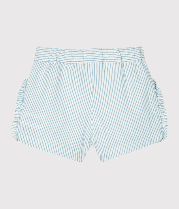 Baby Girls' Seersucker Shorts white/blue