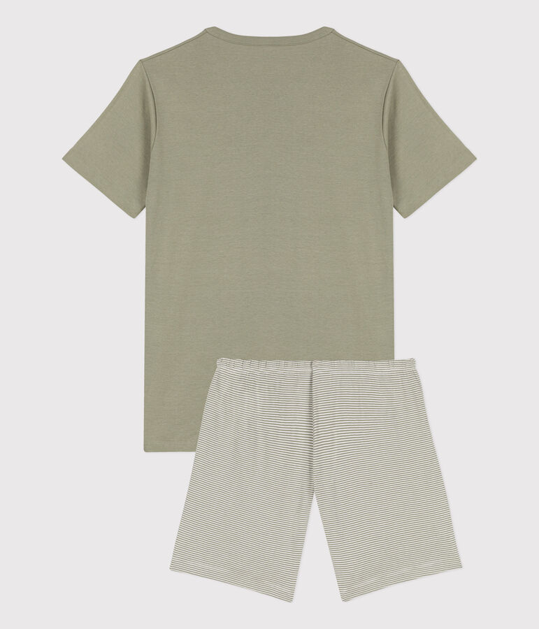 Boys' Pinstriped Short Cotton Pyjamas green/white