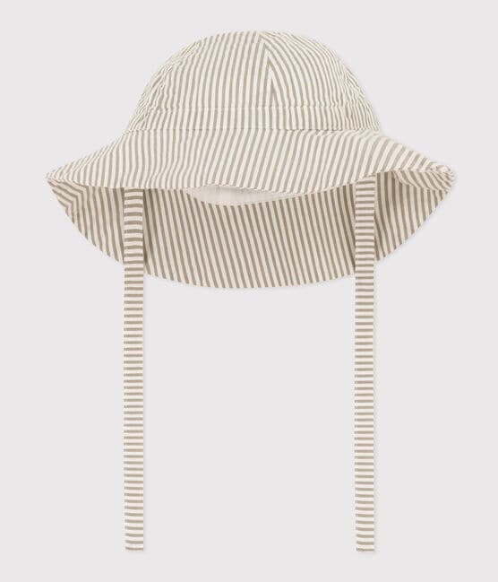 Babies' Seersucker Sun Hat MARECAGE /MARSHMALLOW